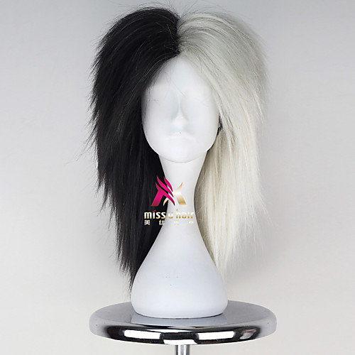 

Synthetic Wig Cosplay Wig LeBlanc LOL Straight Middle Part Wig Short Black / White Synthetic Hair 20 inch Women's Fashionable Design Cosplay Cool White hairjoy