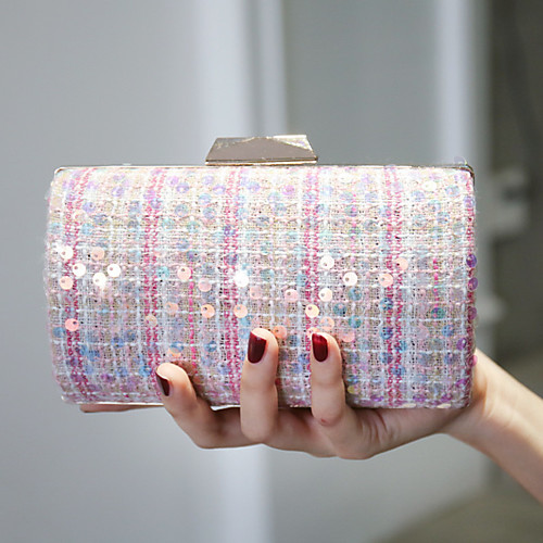 

Women's Bags Polyester Evening Bag Pearls Sequin Color Block Party Wedding 2021 Handbags Chain Bag Blue Blushing Pink Khaki