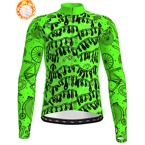 

21Grams Men's Long Sleeve Cycling Jacket Winter Fleece Green Bike Jacket Top Mountain Bike MTB Road Bike Cycling Thermal Warm Fleece Lining Breathable Sports Clothing Apparel / Stretchy / Athleisure