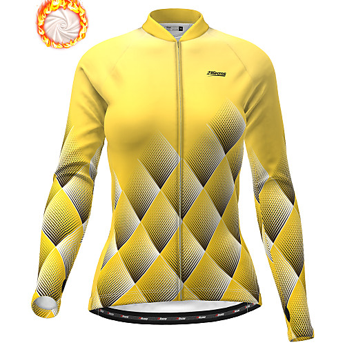 

21Grams Women's Long Sleeve Cycling Jacket Winter Fleece Polyester Yellow Geometic Bike Jacket Top Mountain Bike MTB Road Bike Cycling Thermal Warm Fleece Lining Breathable Sports Clothing Apparel