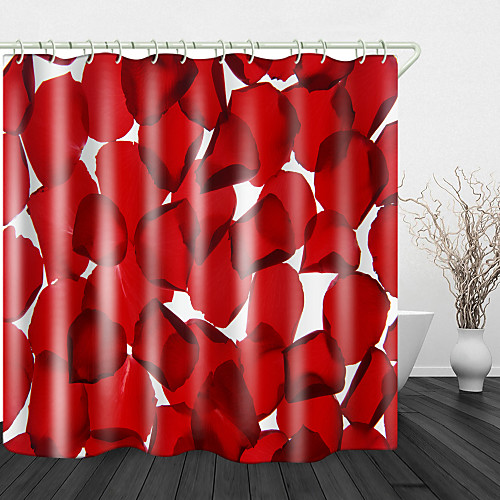 

Rose Petal Print Waterproof Fabric Shower Curtain for Bathroom Home Decor Covered Bathtub Curtains Liner Includes with Hooks