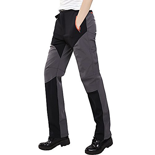 

women waterproof trousers fleece hiking pants trekking pants climbing pants (black, s)