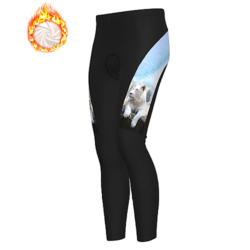 

21Grams Men's Cycling Tights Cycling Pants Winter Fleece Bike Tights Padded Shorts / Chamois Pants Thermal Warm Fleece Lining Breathable Sports Lion Black Mountain Bike MTB Road Bike Cycling Clothing
