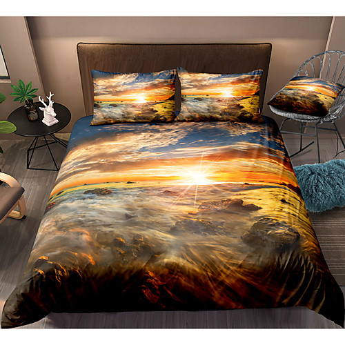 

Sunrise Landscape Print 3-Piece Duvet Cover Set Hotel Bedding Sets Comforter Cover with Soft Lightweight Microfiber For Holiday Decoration(Include 1 Duvet Cover and 1or 2 Pillowcases)