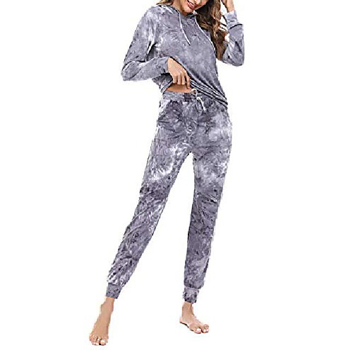 

womens 2 piece set tracksuit long sleeve sweatsuit top and bottom casual loungewear s-xxl grey