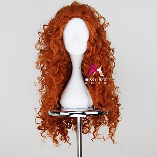 

Synthetic Wig Merida Merida Curly Asymmetrical Wig Long Orange Synthetic Hair 30 inch Women's Cosplay Fluffy Orange