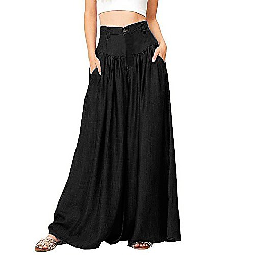 

women's stretchy wide leg palazzo lounge pants black