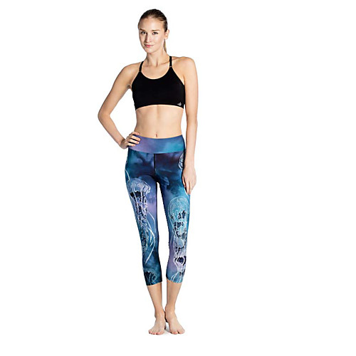 

Women's Casual Yoga Comfort Casual Yoga Leggings Pants Print Patterned Calf-Length Print Blue