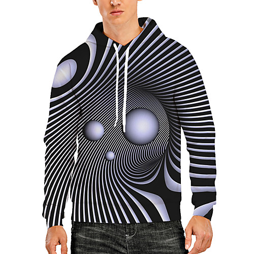 

Men's Pullover Hoodie Sweatshirt Graphic Optical Illusion 3D Print Hooded Daily 3D Print 3D Print Casual Hoodies Sweatshirts Long Sleeve Black