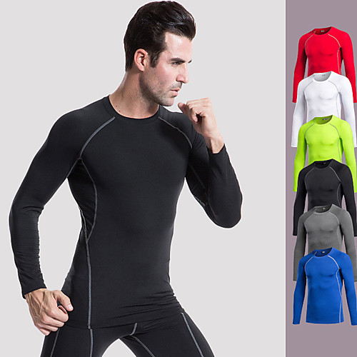 

Men's Long Sleeve Compression Shirt Running Shirt Tee Tshirt Base Layer Top Top Athletic Summer Elastane Quick Dry Breathable Soft Fitness Gym Workout Basketball Running Cycling Sportswear Stripes