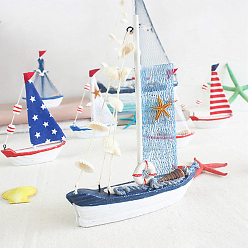 

Mediterranean Style Home Decoration Plain Sailing Blue And White Sailboat Model Ornaments