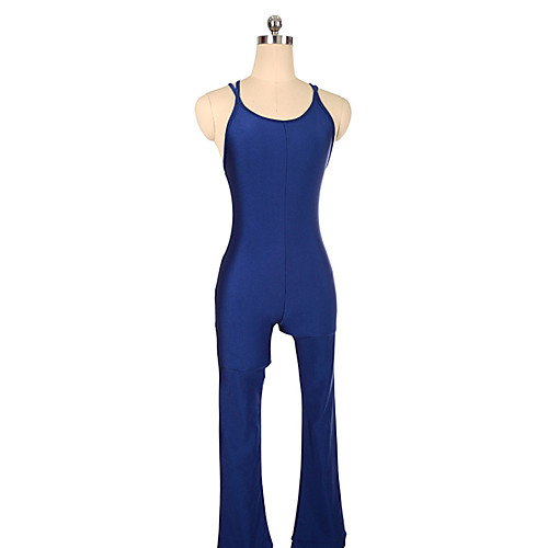 

Figure Skating Pants Women's Girls' Ice Skating Bodysuit Black Dark Navy Open Back High Elasticity Training Competition Skating Wear Solid Colored Sleeveless Ice Skating Figure Skating / Kids