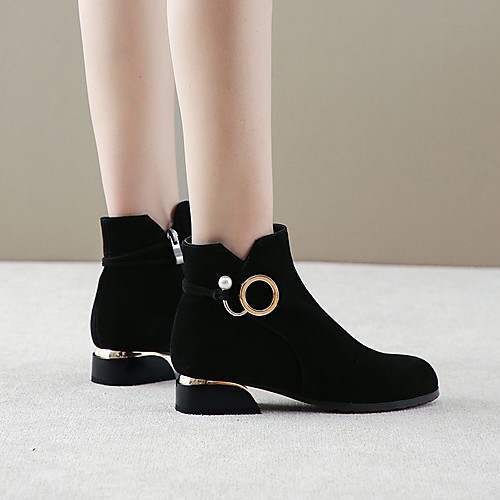 

Women's Boots Block Heel Round Toe Daily Synthetics Black