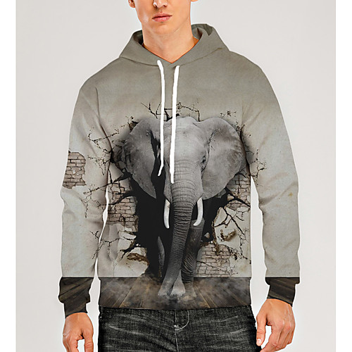 

Men's Pullover Hoodie Sweatshirt Graphic 3D Animal Print Hooded Daily 3D Print 3D Print Casual Hoodies Sweatshirts Long Sleeve Gray