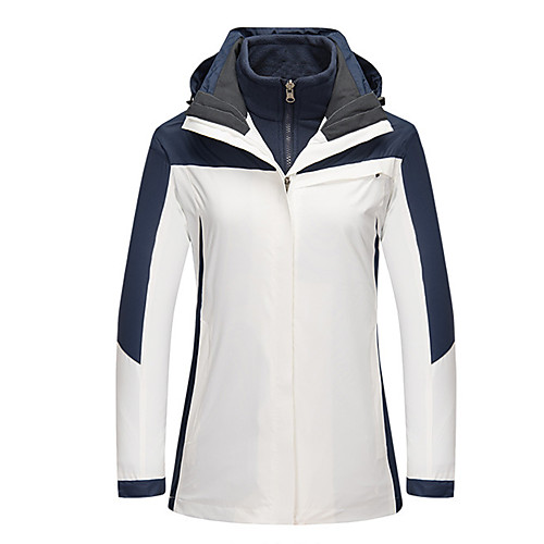 

Women's Hiking 3-in-1 Jackets Winter Outdoor Patchwork Waterproof Lightweight Windproof Breathable Winter Jacket Top Ski / Snowboard Fishing Climbing White Black Red Pink Light Blue / Warm