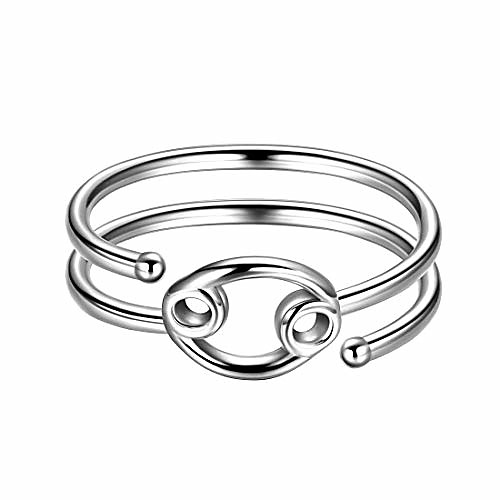 

cancer adjustable ring constellation astrology 925 sterling silver opening statement horoscope zodiac ring for women men teen girls jewelry gift kr0019x