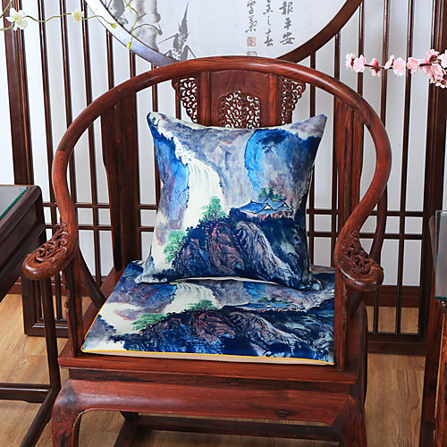 

Cushion Cover New Chinese Style linen Blended Retro Landscape Pillow Case Cover Living Room Bedroom Sofa Cushion Cover Modern Sample Room Cushion Cover
