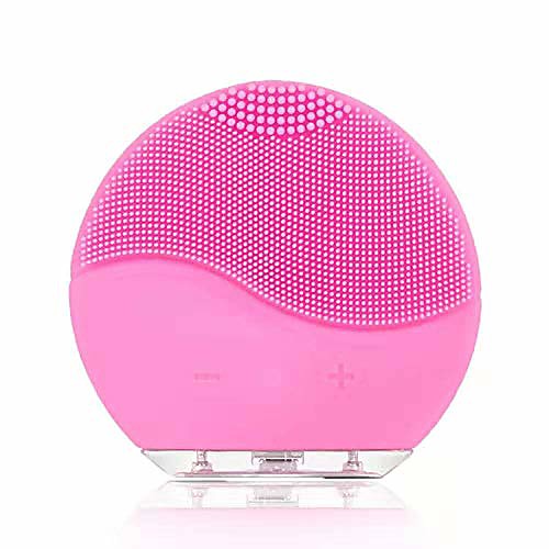

facial cleansing brush, waterproof & silicon facial cleaner,electric masager cleansing system for deep cleansing care,face massage brush and usb charging cables (pink)