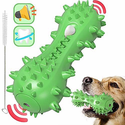 

dog toothbrush chew toy, dog squeaky toys, teeth cleaning dental toys for chewers for small medium dogs puppy