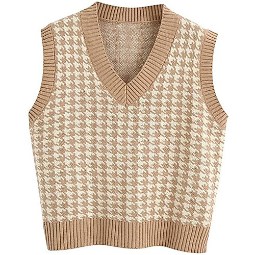 

Women's Color Block Vest Sleeveless Sweater Cardigans V Neck Fall Winter White Black Purple
