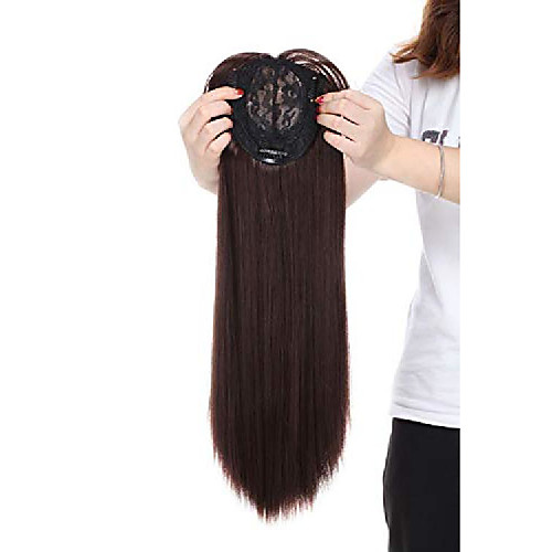 

hair toppers for women one piece clip in toppers extensions straight real mono toppiece hair piece for thinning hair 17 - medium brown