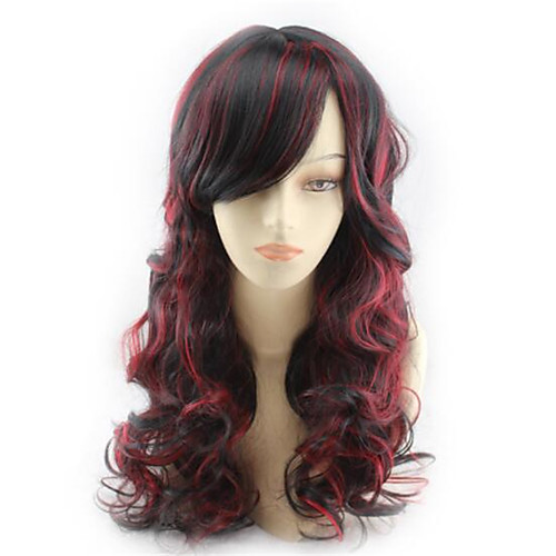 

Synthetic Wig Body Wave With Bangs Wig Long Black / Red Synthetic Hair Women's Cosplay Soft Highlighted / Balayage Hair Red Black
