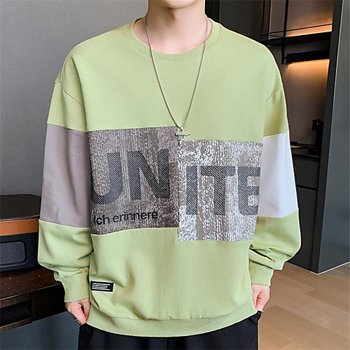 

Men's Pullover Sweatshirt Graphic Work Casual Hoodies Sweatshirts White Black Green