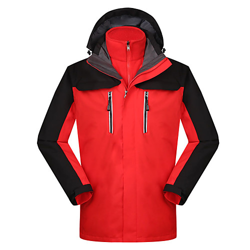 

Women's Hiking 3-in-1 Jackets Winter Outdoor Patchwork Waterproof Lightweight Windproof Breathable Winter Jacket Top Fleece Fishing Climbing Camping / Hiking / Caving Black Red Blue Khaki Dark Navy