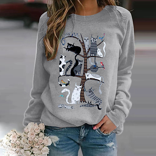 

Women's Pullover Sweatshirt Animal Casual Hoodies Sweatshirts Black Blue Red