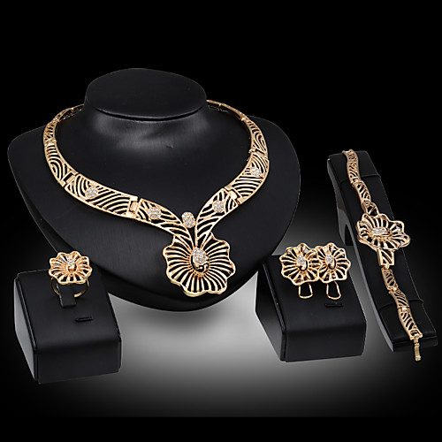 

Women's Jewelry Set Bridal Jewelry Sets Cut Out Flower Fashion Gold Plated Earrings Jewelry Gold For Christmas Wedding Halloween Party Evening Gift 1 set