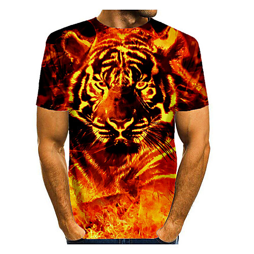 

Men's T shirt 3D Print Graphic 3D Animal Print Short Sleeve Daily Tops Casual Orange