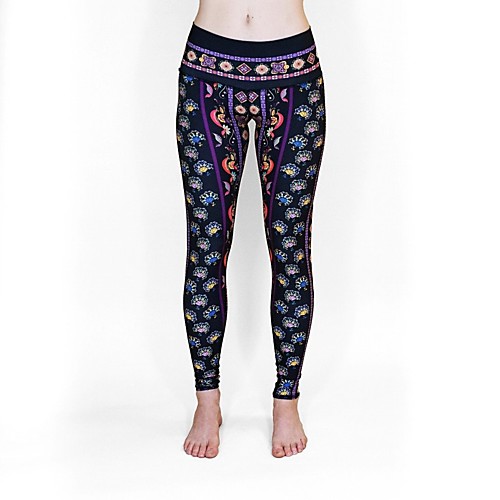 

Women's Basic Yoga Comfort Daily Gym Leggings Pants Patterned Calf-Length Patchwork Print Black