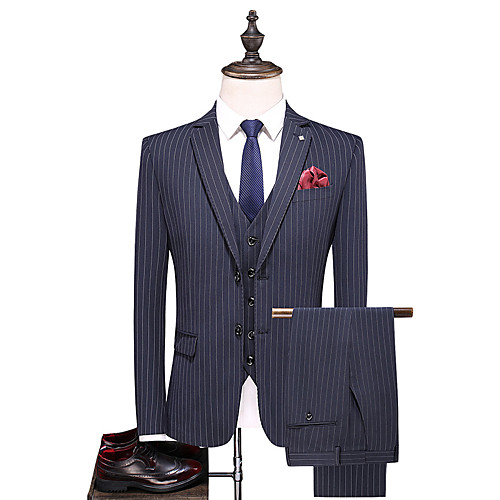 

Tuxedos Standard Fit Notch Single Breasted Two-buttons Polyester Striped