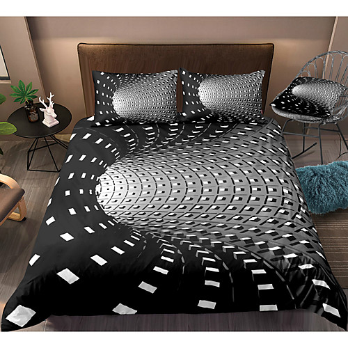 

3D Black Hole Print Honeycomb 3-Piece Duvet Cover Set Hotel Bedding Sets Comforter Cover with Soft Lightweight Microfiber For Holiday Decoration(Include 1 Duvet Cover and 1or 2 Pillowcases)