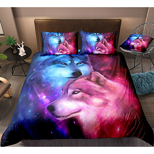 

3D Wolf Print 3-Piece Duvet Cover Set Hotel Bedding Sets Comforter Cover with Soft Lightweight Microfiber For Holiday Decoration(Include 1 Duvet Cover and 1or 2 Pillowcases)