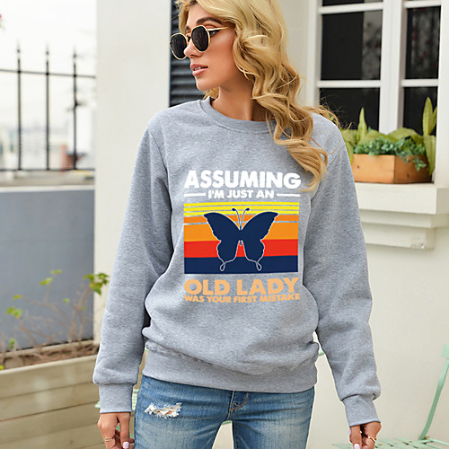 

Women's Pullover Sweatshirt Butterfly Letter Print Daily Casual Hoodies Sweatshirts White Black Red