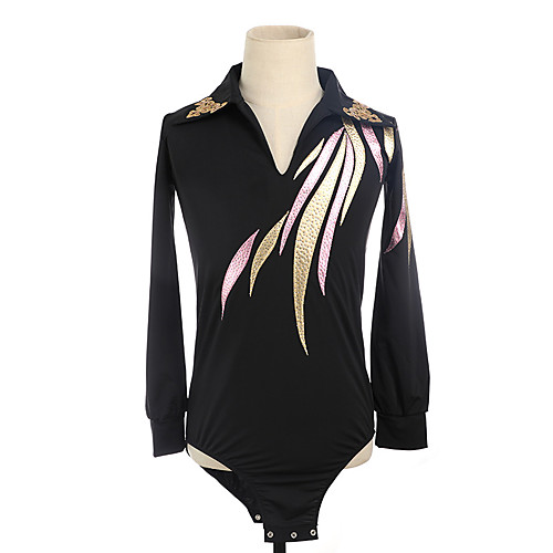 

Figure Skating Top Men's Boys' Ice Skating Top Black High Elasticity Training Competition Skating Wear Crystal / Rhinestone Long Sleeve Ice Skating Figure Skating / Kids
