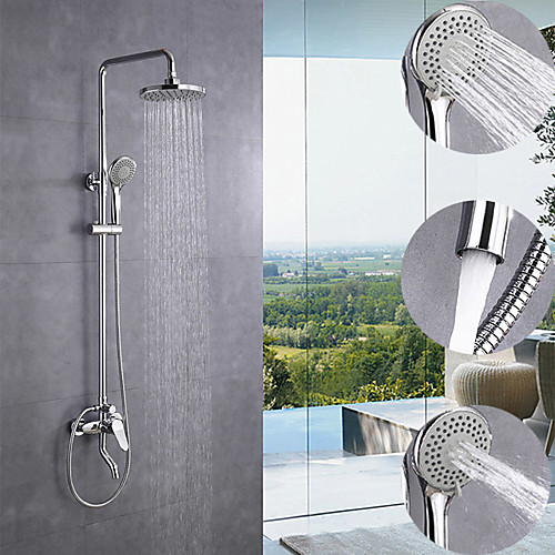 

200 200 Chrome Shower Faucet Sets Complete with ABS Handshower Mount Outside Multi Spray Shower Head System