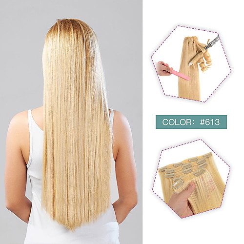 

Clip In Clip In / On Hair Extensions Remy Human Hair 10pcs Pack Straight Natural Hair Extensions