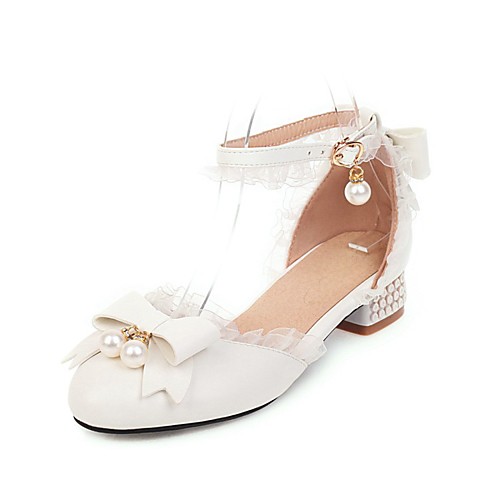 

Girls' Sandals Flower Girl Shoes Children's Day Princess Shoes Lace PU Big Kids(7years ) Daily Party & Evening Bowknot Pearl Ruffles White Black Pink Spring Summer