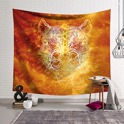 

Wall Tapestry Art Deco Blanket Curtain Hanging Home Bedroom Living Room Dormitory Decoration Polyester Fiber Animal Painted Orange Red Yellow Leopard Line