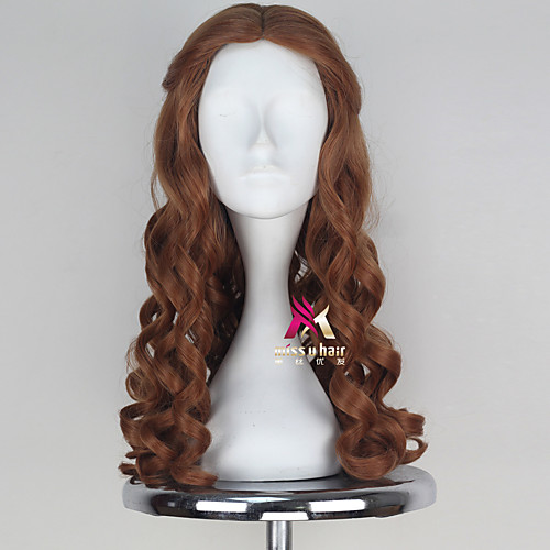 

Synthetic Wig Alice Alice Alice's Adventures in Wonderland Spiral Curl Asymmetrical Wig Medium Length Brown Synthetic Hair 22 inch Women's Cosplay Soft Brown