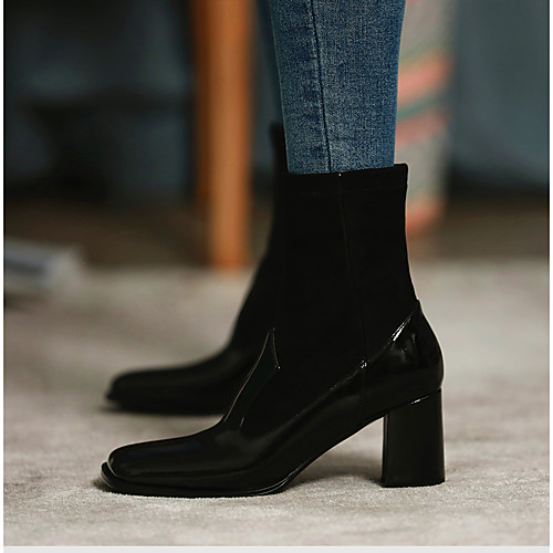 

Women's Boots Chunky Heel Pointed Toe Daily PU Synthetics Black Burgundy