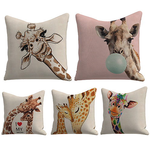 

Cushion Cover 5PCS Linen Soft Decorative Square Throw Pillow Cover Cushion Case Pillowcasefor Sofa Bedroom 45 x 45 cm (18 x 18 Inch) Superior Quality Mashine Washable