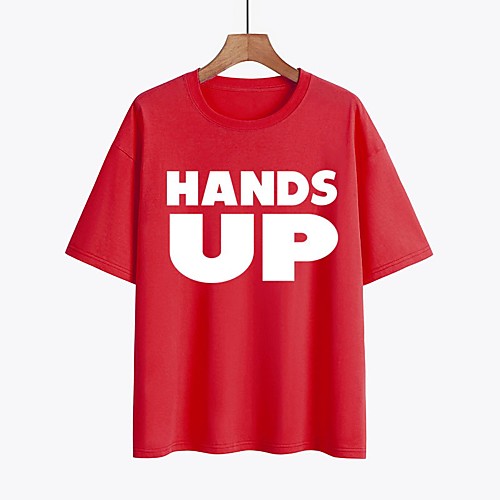 

Women's T shirt Text Graphic Prints Round Neck Tops 100% Cotton Basic Basic Top White Black Purple