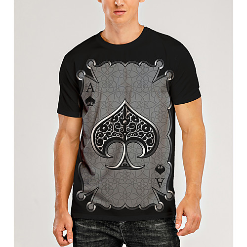 

Men's T shirt 3D Print Graphic 3D Print Short Sleeve Daily Tops Black / Gray