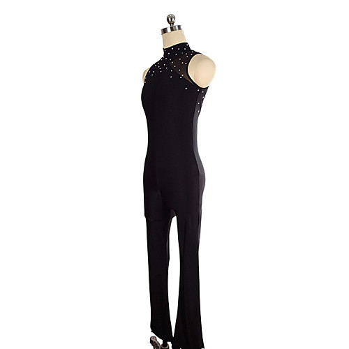 

Figure Skating Pants Women's Girls' Ice Skating Bodysuit Black Red Blue Patchwork High Elasticity Training Competition Skating Wear Crystal / Rhinestone Sleeveless Ice Skating Figure Skating / Kids