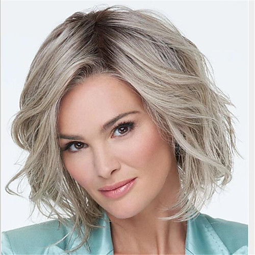 

Synthetic Wig Curly Middle Part Wig Medium Length Light Brown Synthetic Hair Women's Color Gradient Fluffy Light Brown