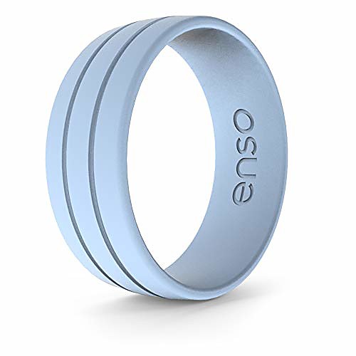 

ultralite silicone wedding ring – men's hypoallergenic wedding band – comfortable band for active lifestyle - medical grade silicone – 1.27mm thick band (glacier, 13)