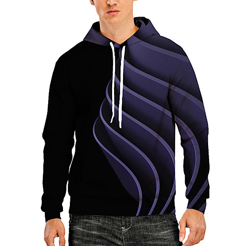 

Men's Pullover Hoodie Sweatshirt Graphic Optical Illusion 3D Print Daily 3D Print 3D Print Casual Hoodies Sweatshirts Black